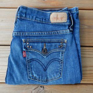 Levi's 515 Distressed Denim Blue Jeans Regular Fit Mid Rise Bootcut Women's 6M